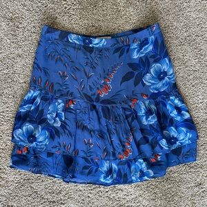 Ann Taylor Loft blue and orange floral tiered flowy skirt EUC size 4